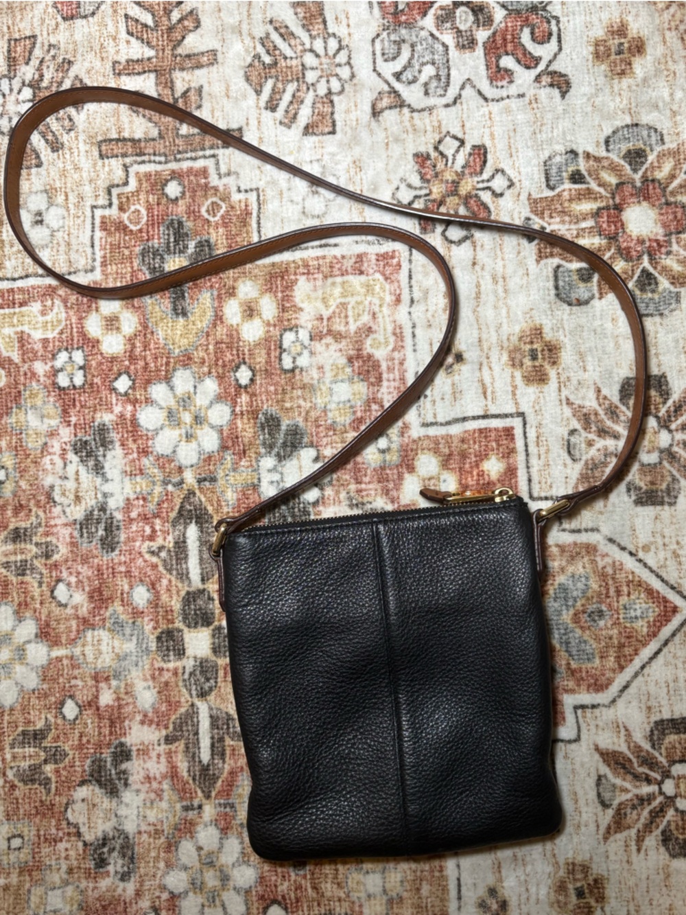 Ralph Lauren Black Pebbled Leather Crossbody with Brown Strap - Picture 2 of 16